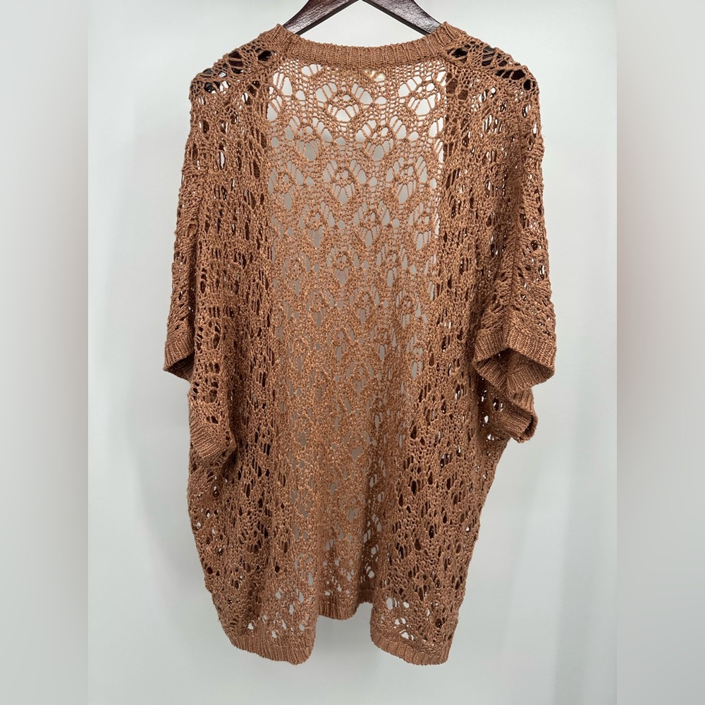 Brown Bohemian Cardigan Sweater with Intricate Knit - Picture 4 of 4